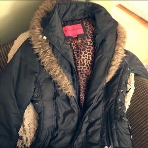 Betsey Johnson gunmetal winter coat size Small